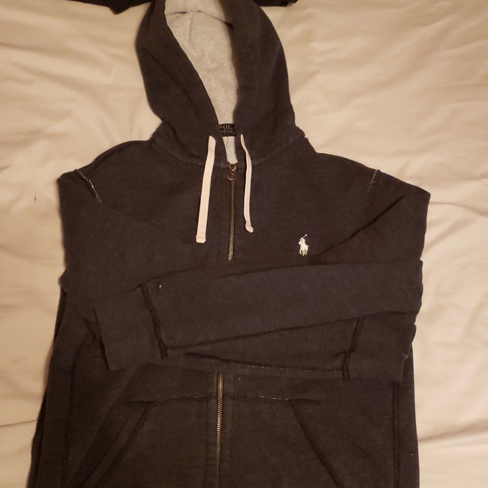 Polo mens medium hoodie charcoal